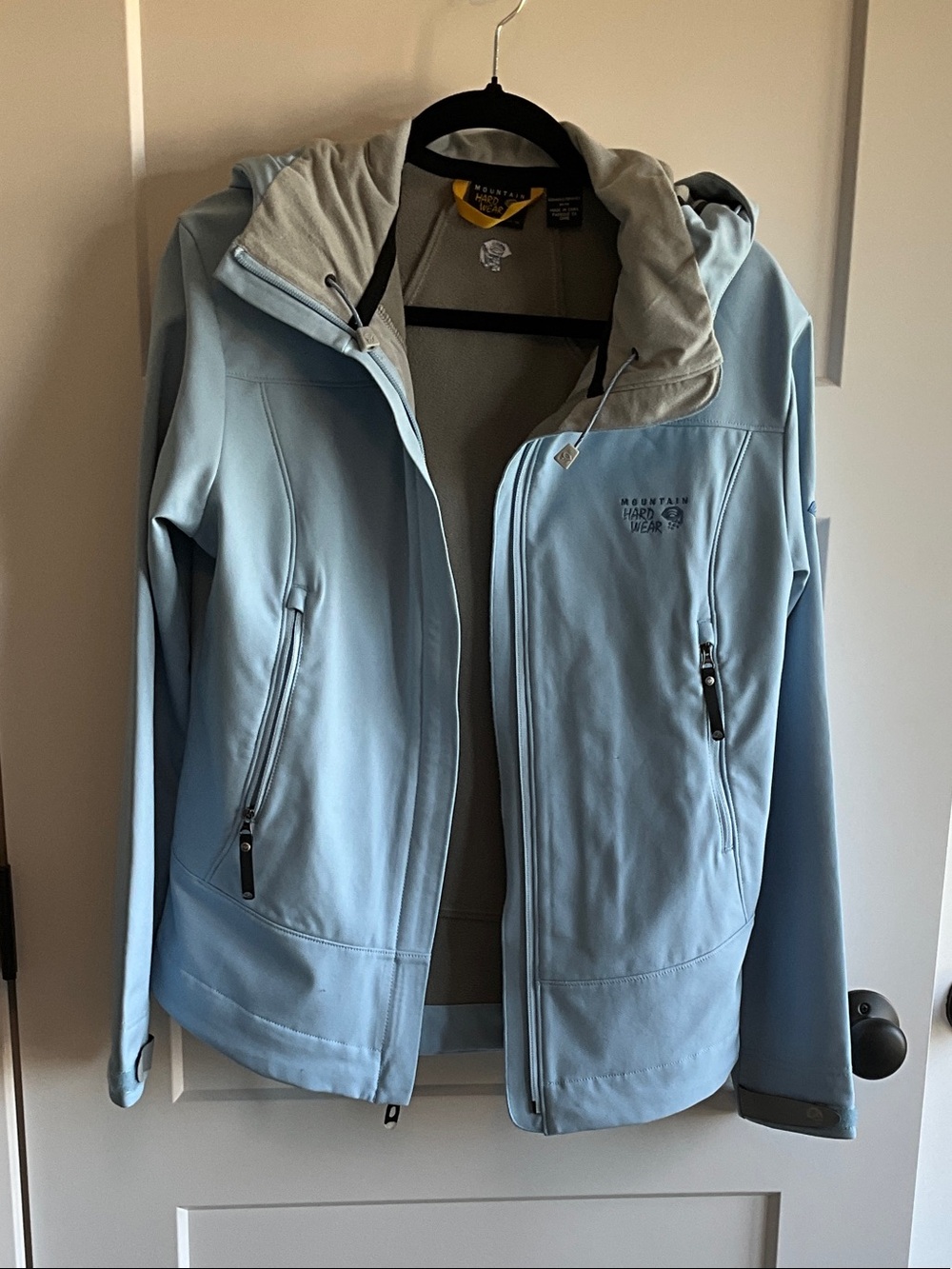 Mountain Hardwear Women's Light Blue Softshell Hooded Jacket